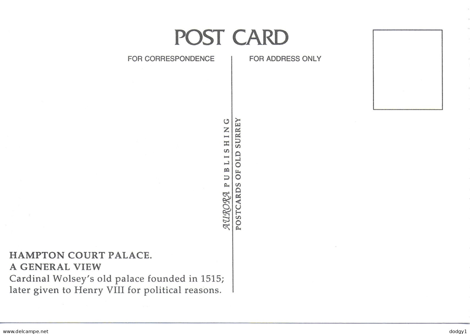 REPRODUCTION CARD. HAMPTON COURT PALACE, SURREY, ENGLAND. UNUSED POSTCARD   Tc1 - Surrey