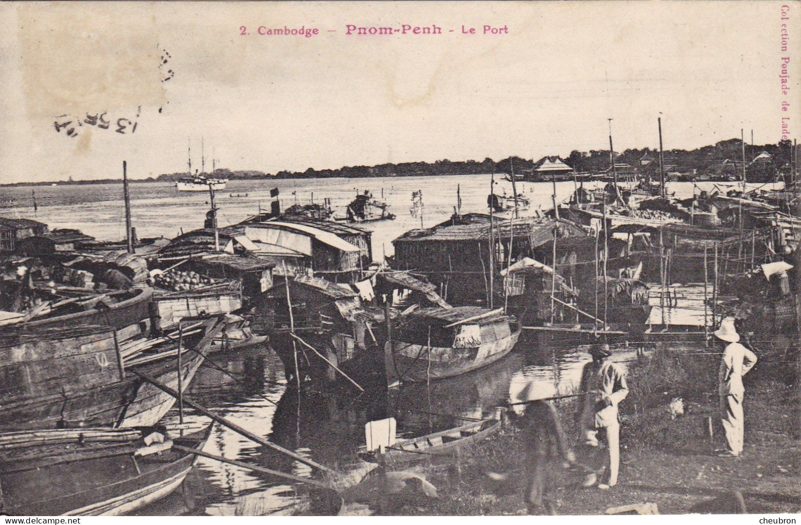 CAMBODGE.CPA. PNOM PENH. LE PORT. .ANNÉE 1913 + TEXTE - Cambodge