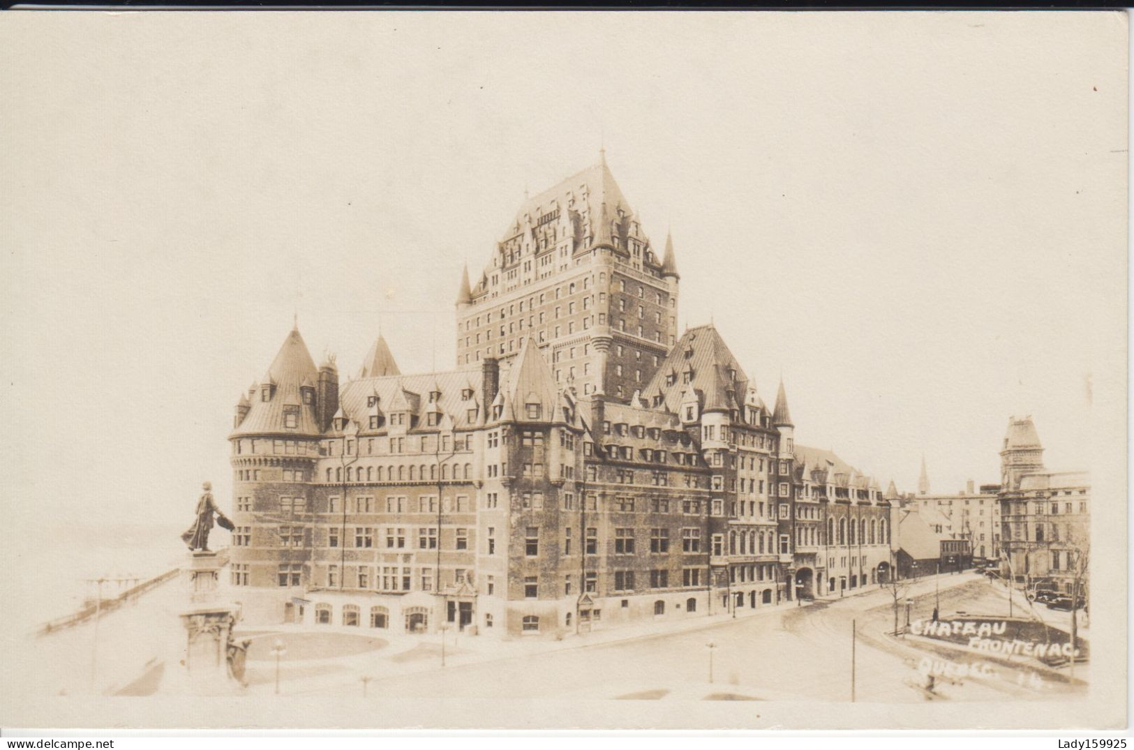 Vue Du Devant Du Château Frontenac Quebec City  Québec Canada Real Photo RPPC Azo1924-1949  1 Rue Des Carrières  Vintage - Québec - Château Frontenac