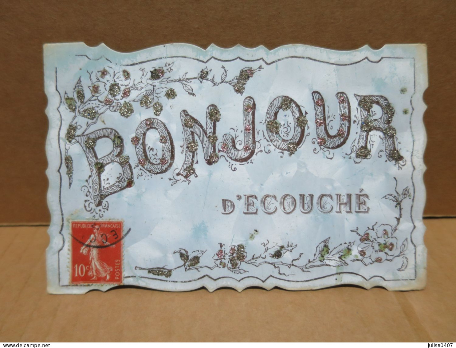 ECOUCHE (61) Carte Fantaisie Bonjour Paillettes - Ecouche