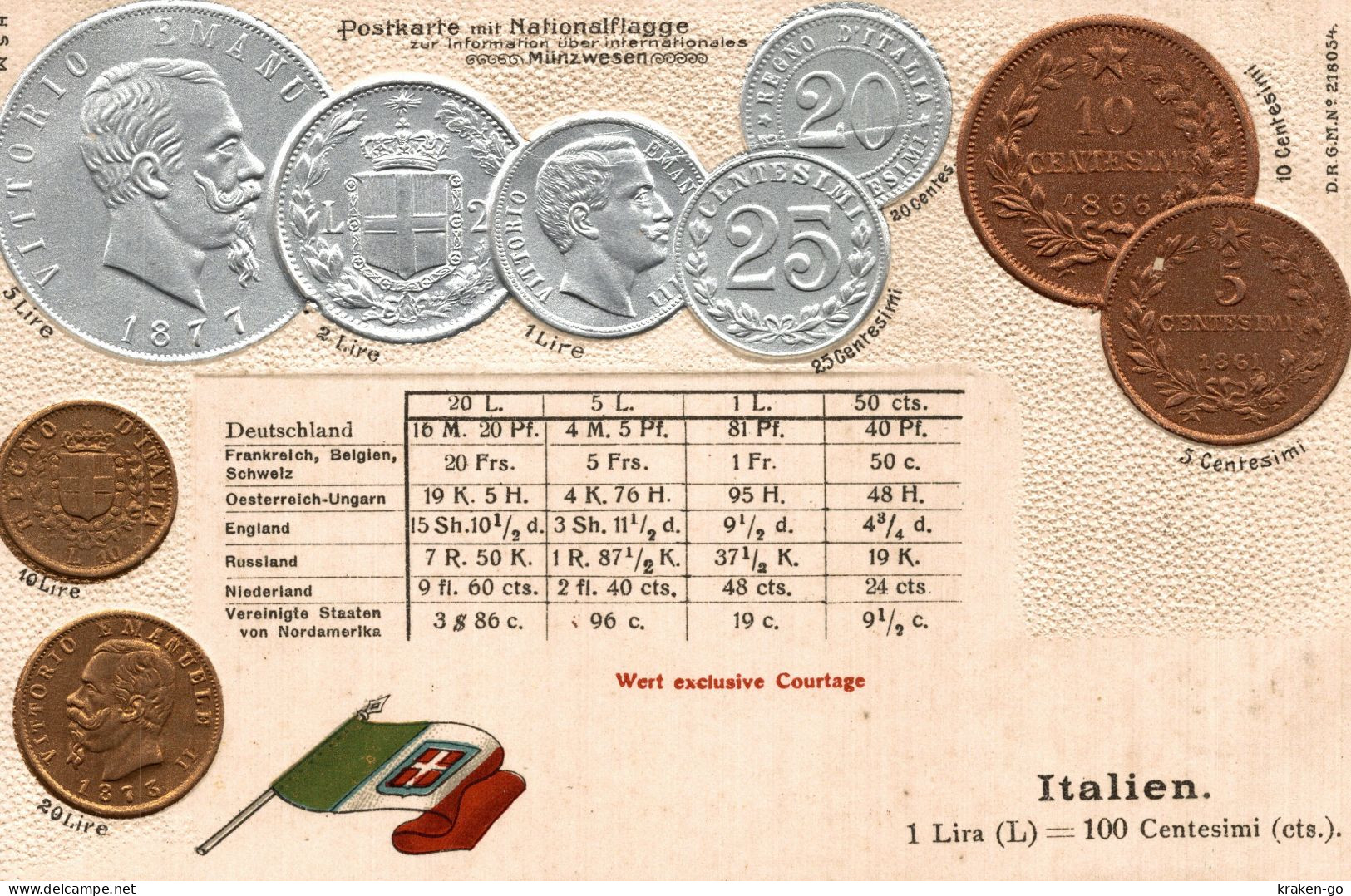 MONETE E BANDIERA Dell'ITALIA - COINS E NATIONAL FLAG Of ITALY - #007 - VEDI!! - Monnaies (représentations)