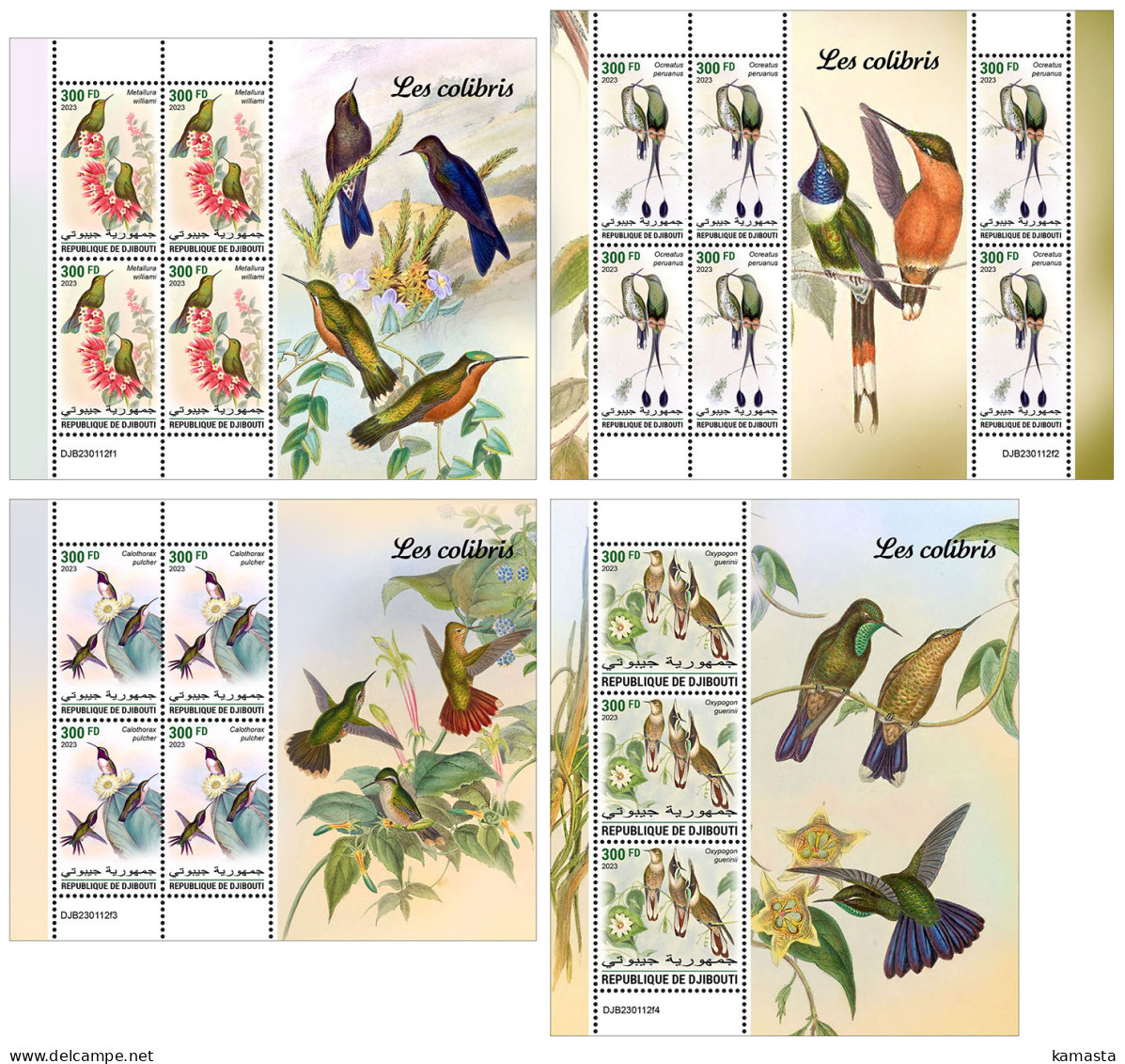 Djibouti  2023 Hummingbirds. (112f) OFFICIAL ISSUE - Colibris