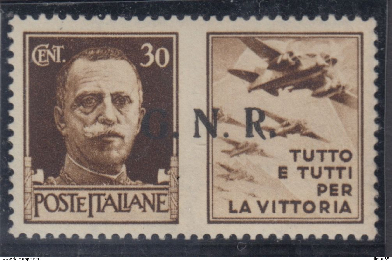 ITALIA - Sassone Propaganda N.19/IIa - Cat.500 Euro Varietà Soprastampa "GN" 2° Tipo "R" 3° Tipo - Linguellato - MH* - Kriegspropaganda