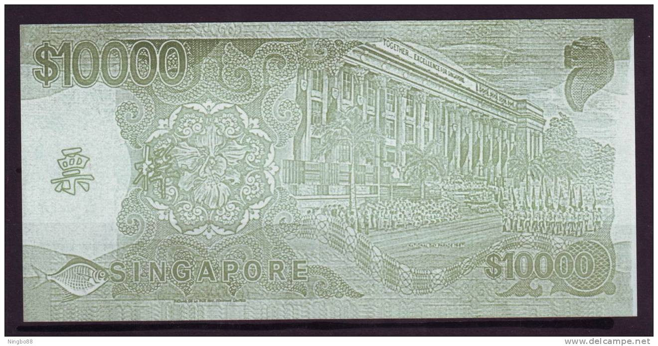 China BOC (bank Of China) Training/test Banknote,Singapore 10000$ Note B Series Specimen Overprint,original Size - Singapour