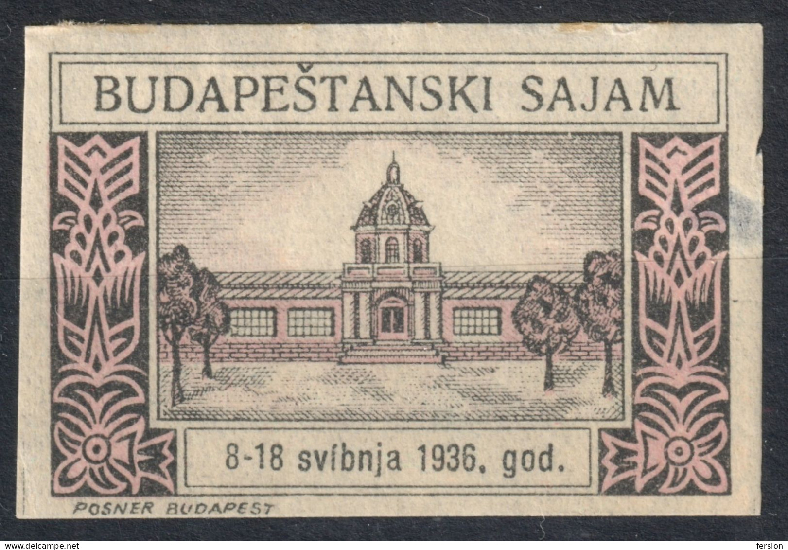 Sajam YUGOSLAVIA Language 1936 Hungary Budapest LABEL CINDERELLA VIGNETTE Exhibition POSNER - Altri & Non Classificati