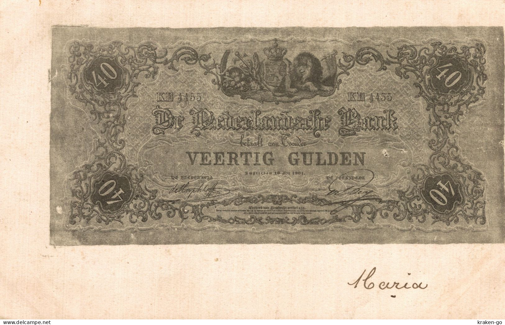 BANCONOTE PAPER MONEY BILLETS - OLANDA, HOLLAND, NEDERLAND - 40 GULDEN - #025 - Monnaies (représentations)