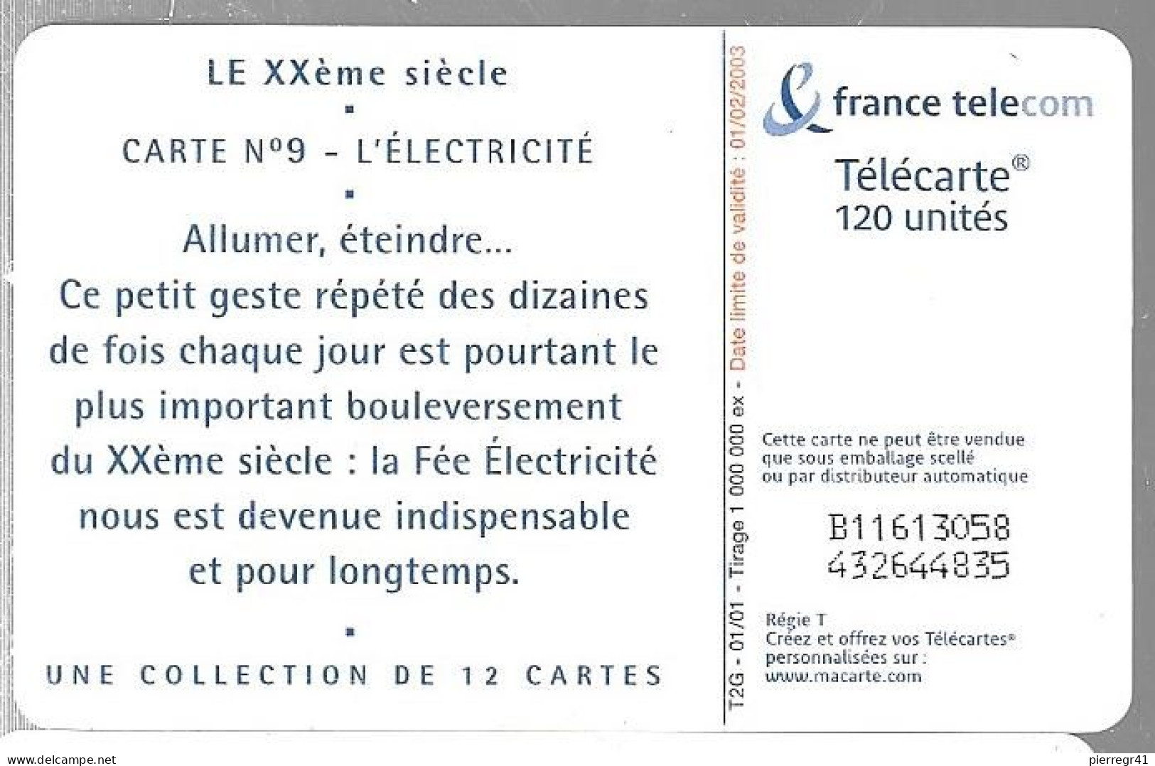 TC-PUBLIC-F1116A-120U-Gem2-01/01-XX é SIECLE 9- L ELECTRICITE-UTILISE-TBE- - 2001