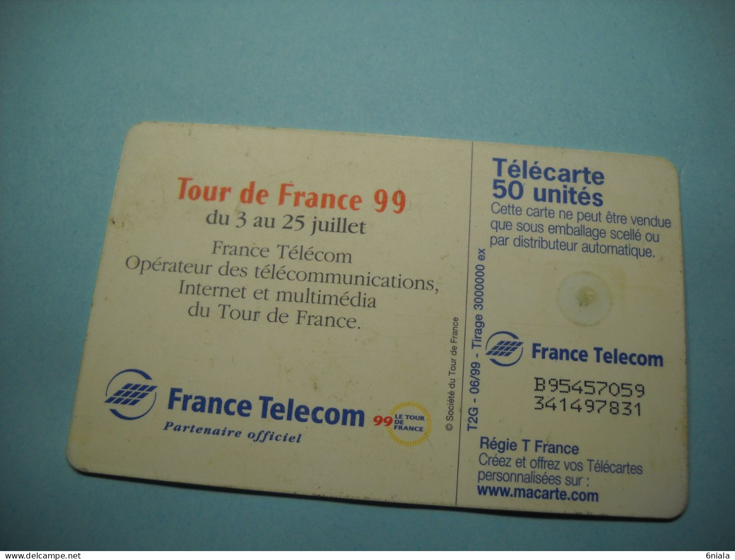 7597 Télécarte  Collection Cyclisme Tour De FRANCE 1999  Vélo   (scans Recto Verso) 50 U - Sport