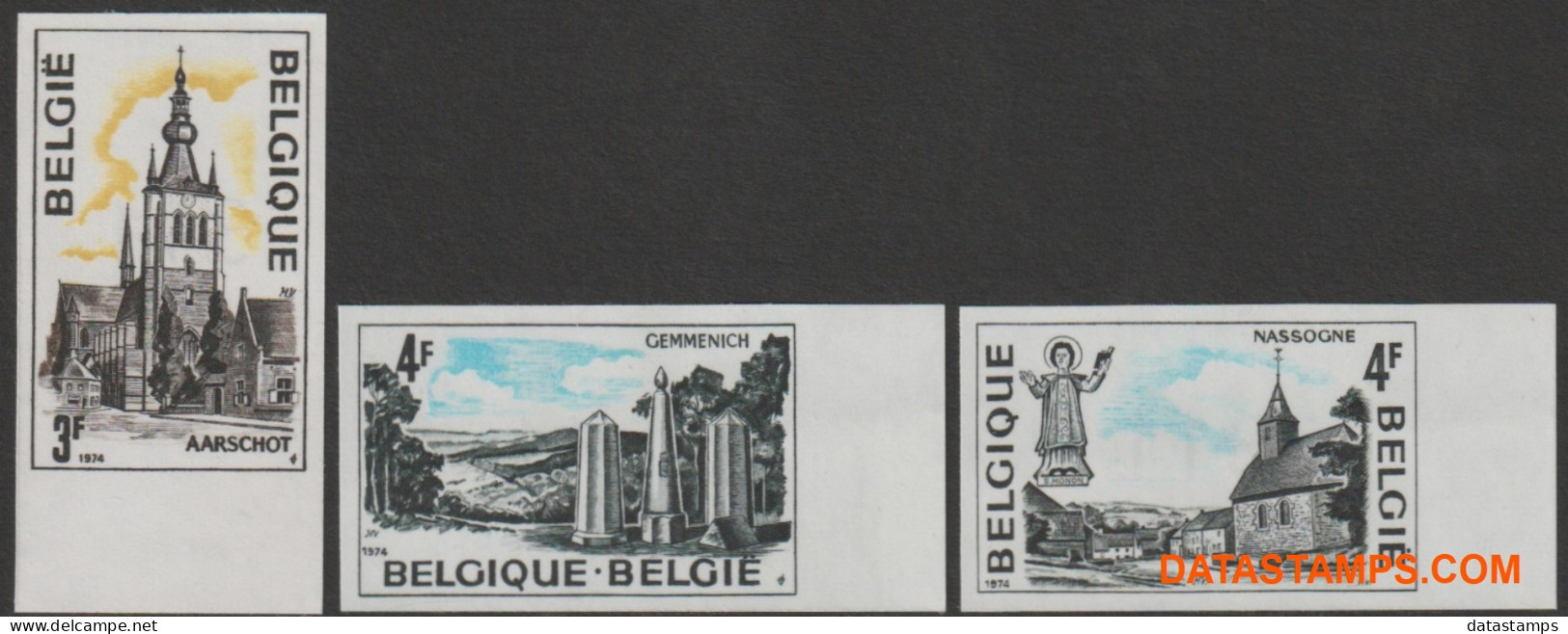 België 1974 - Mi:1786/1788, Yv:1729/1731, OBP:1734/1736, Stamp - □ - Toeristische Uitgifte  - 1961-1980