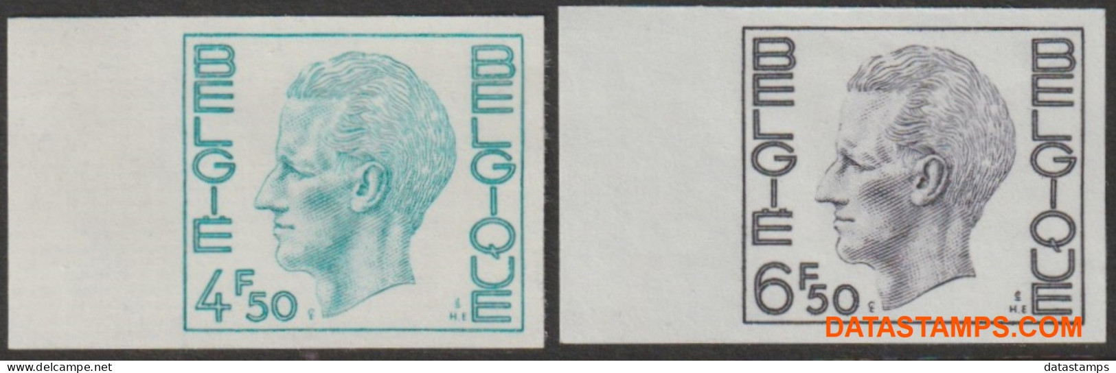 België 1974 - Yv:1718/1719, OBP:1743/1744, Stamp - □ - Koning Boudewijn  - 1961-1980