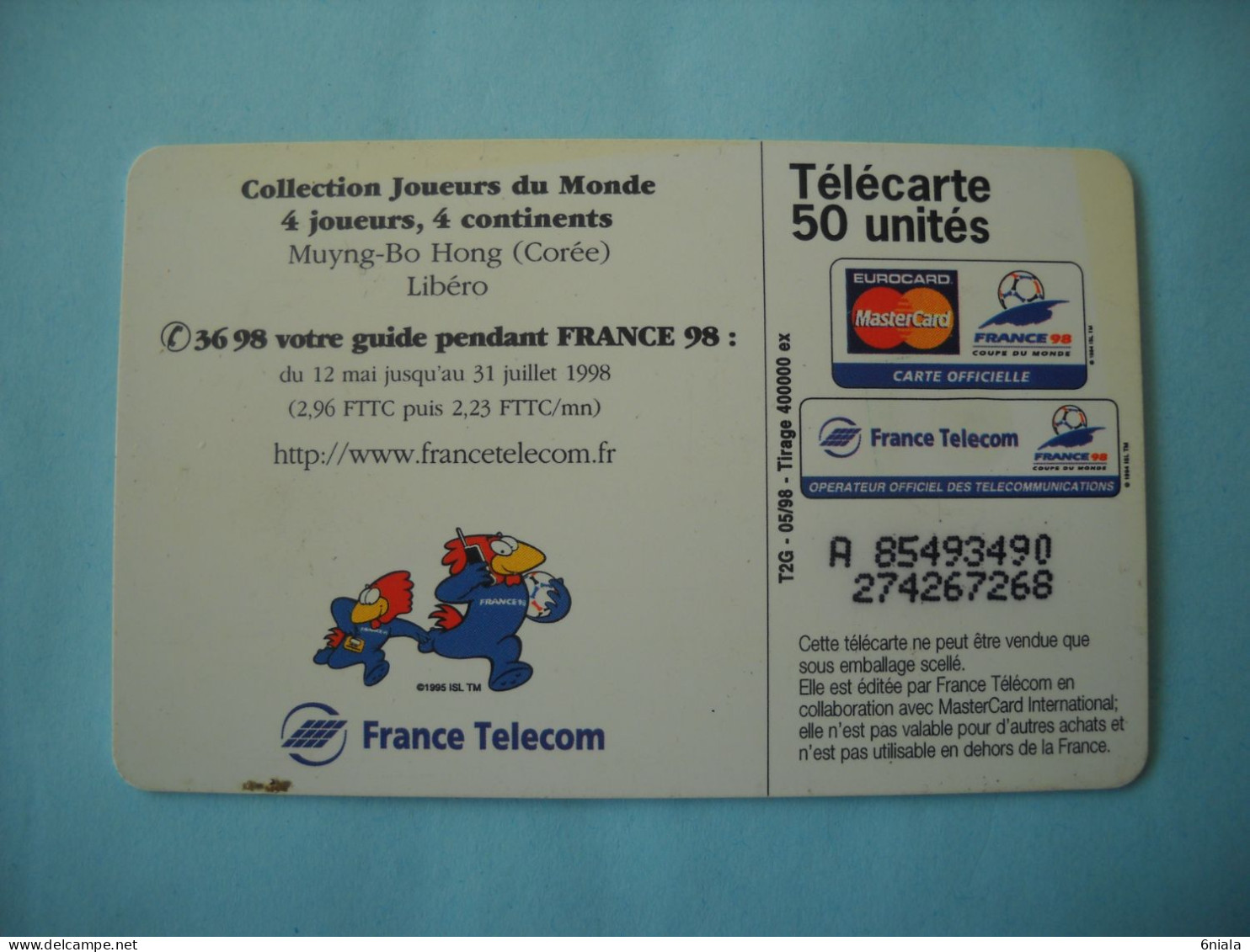 7602 Télécarte  Collection Foot Football  MUYNG BO HONG ( Corée)  France 98  ( 2 Scans ) 50 U - Deportes