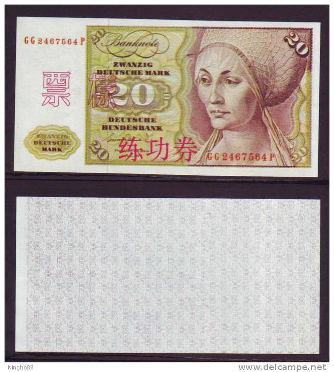 China BOC (bank Of China) Training/test Banknote,Germany A Series 20 DM Deutsche Mark Note Specimen Overprint - [17] Falsi & Campioni