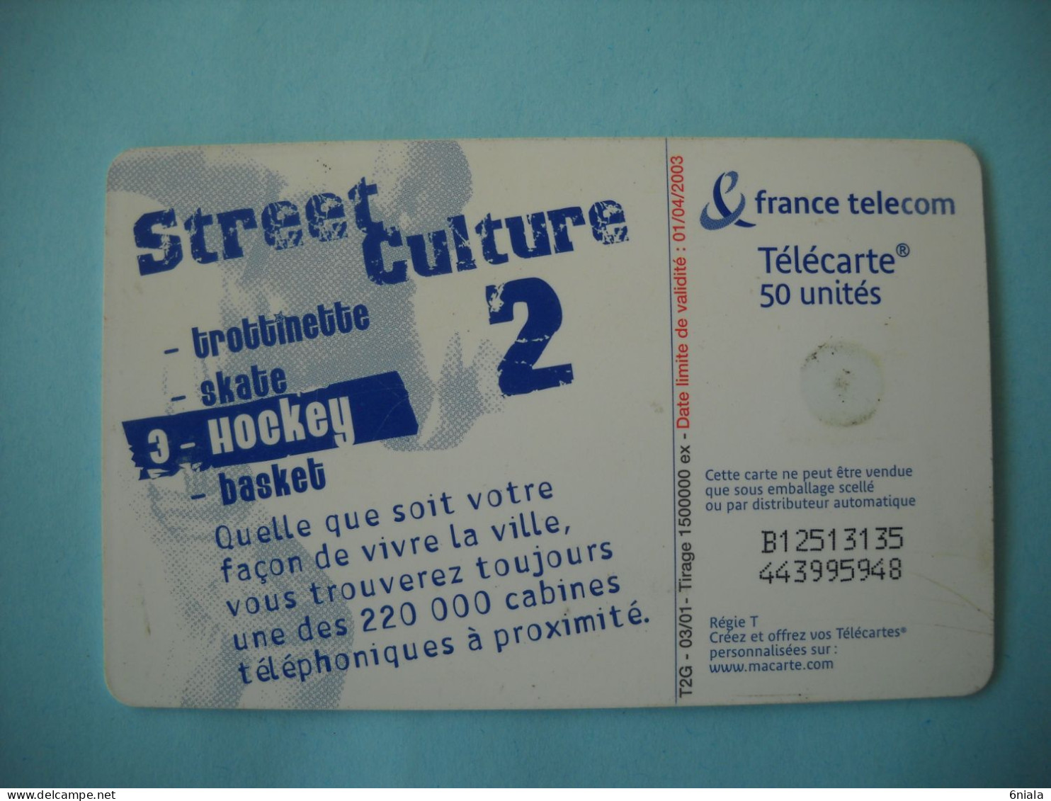 7607 Télécarte  Collection Street Culture 2 HOCKEY   N° 3 ( 2 Scans ) 50 U - Sport