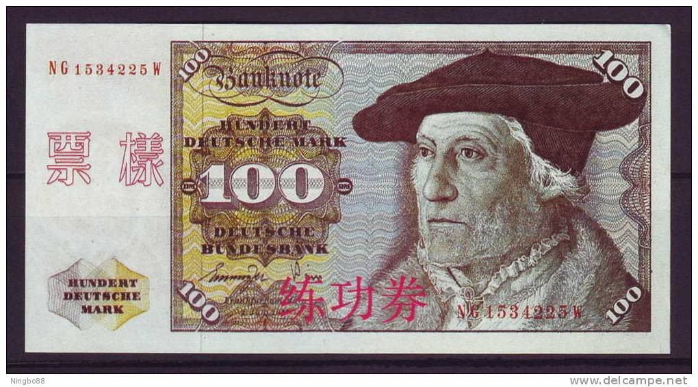 China BOC (bank Of China) Training/test Banknote,Germany A Series 100 DM Deutsche Mark Note Specimen Overprint - [17] Fictifs & Specimens