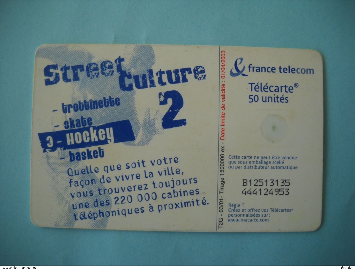 7608 Télécarte  Collection Street Culture 2 HOCKEY   N° 3 ( 2 Scans ) 50 U - Sport