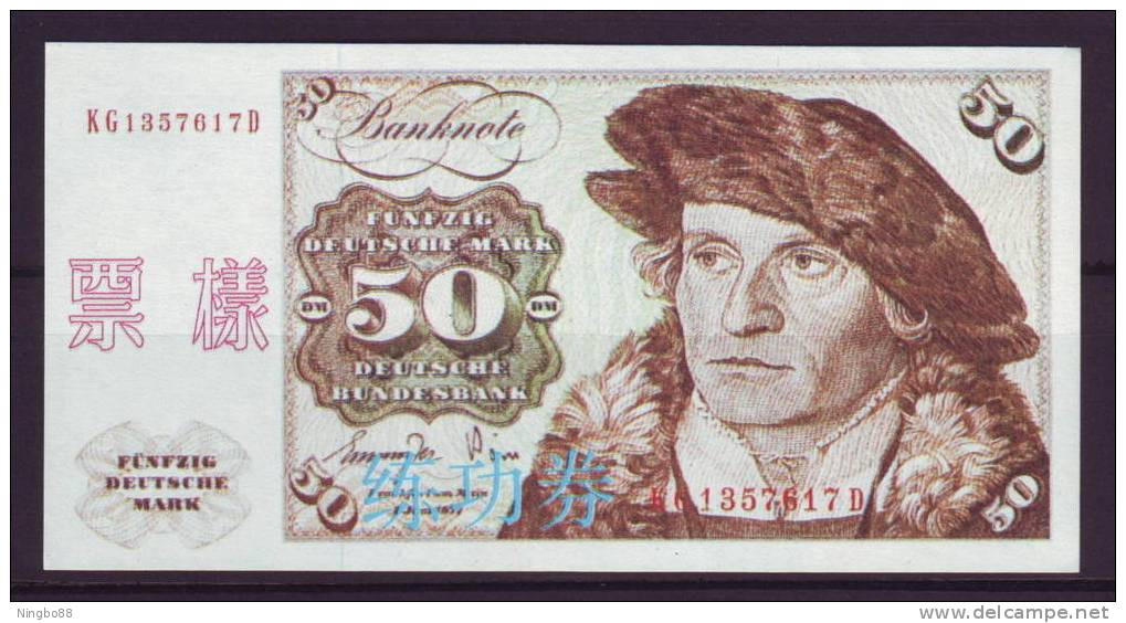 China BOC (bank Of China) Training/test Banknote,Germany A Series 50 DM Deutsche Mark Note Specimen Overprint - [17] Fakes & Specimens