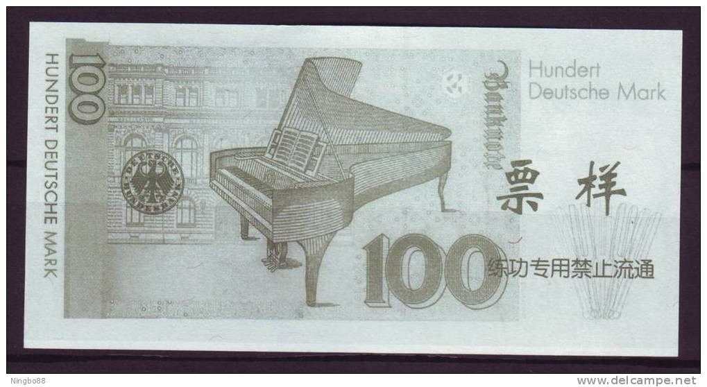 China BOC (bank Of China) Training/test Banknote,Germany B Series 100 DM Deutsche Mark Note Specimen Overprint - [17] Fakes & Specimens