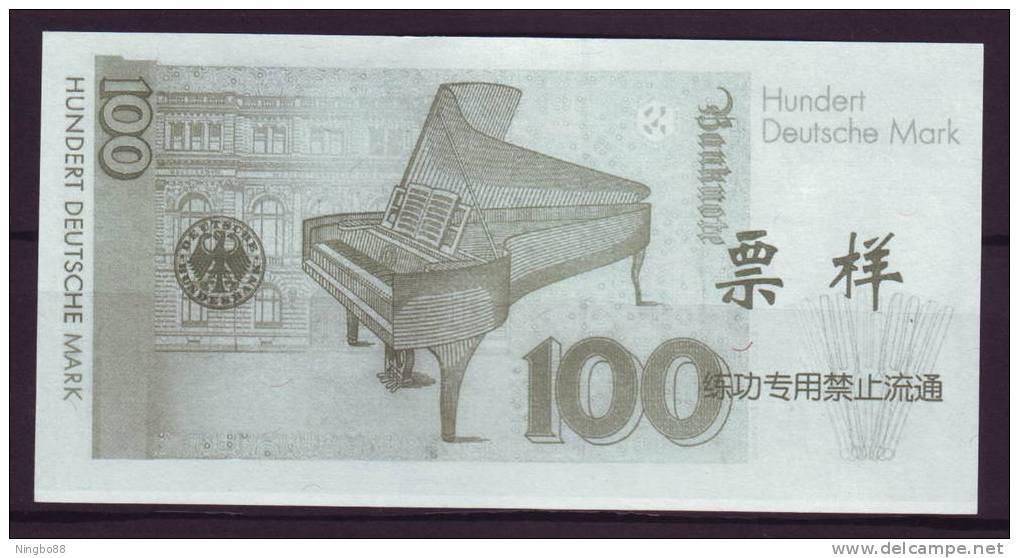 China BOC (bank Of China) Training/test Banknote,Germany B Series 100 DM Deutsche Mark Note Specimen Overprint - [17] Falsi & Campioni