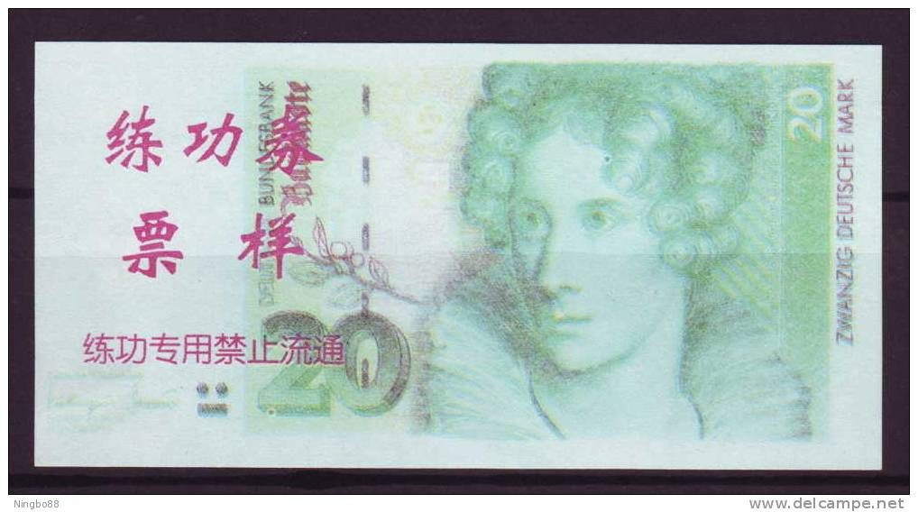 China BOC (bank Of China) Training/test Banknote,Germany B Series 20 DM Deutsche Mark Note Specimen Overprint - Specimen