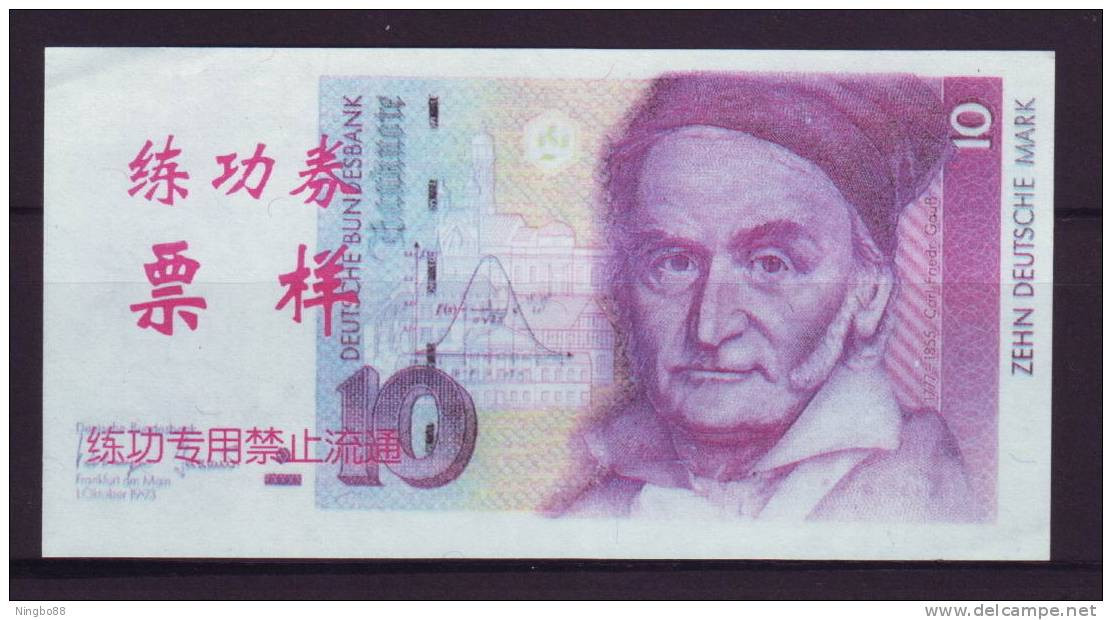 China BOC (bank Of China) Training/test Banknote,Germany B Series 10 DM Deutsche Mark Note Specimen Overprint - Specimen