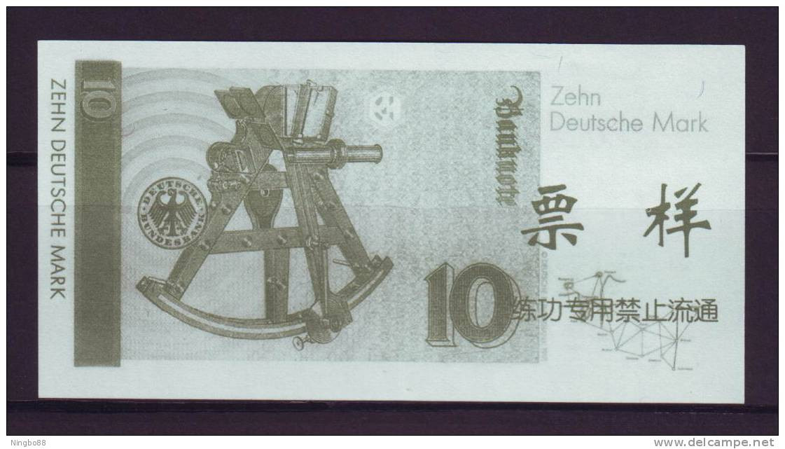 China BOC (bank Of China) Training/test Banknote,Germany B Series 10 DM Deutsche Mark Note Specimen Overprint - Specimen