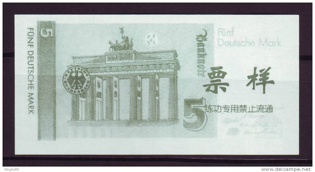 China BOC (bank Of China) Training/test Banknote,Germany B Series 5 DM Deutsche Mark Note Specimen Overprint - [17] Falsi & Campioni
