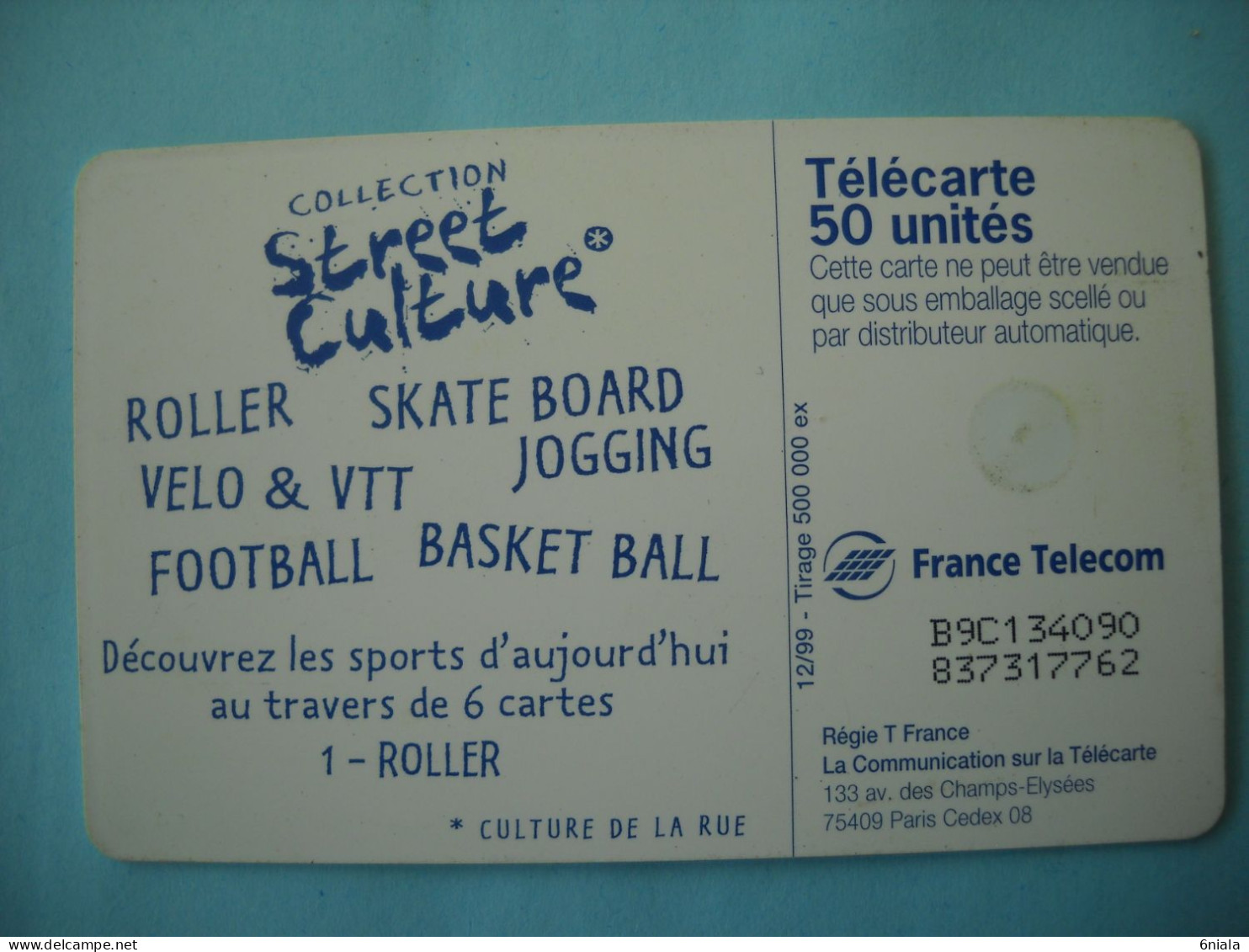7611 Télécarte  Collection Street Culture ROLLER   N° 1  SPORT ( 2 Scans ) 50 U   500 000 Ex - Sport