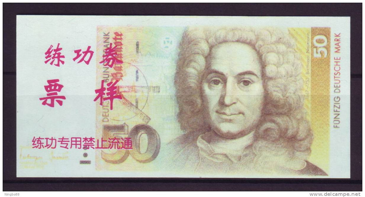 China BOC (bank Of China) Training/test Banknote,Germany B Series 50 DM Deutsche Mark Note Specimen Overprint - [17] Fictifs & Specimens