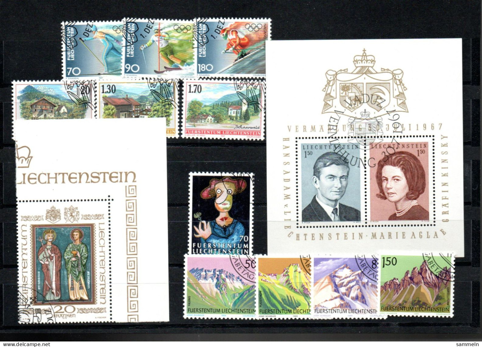 Liechtenstein Lot Auf Steckkarte, Gestempelt - Verzamelingen
