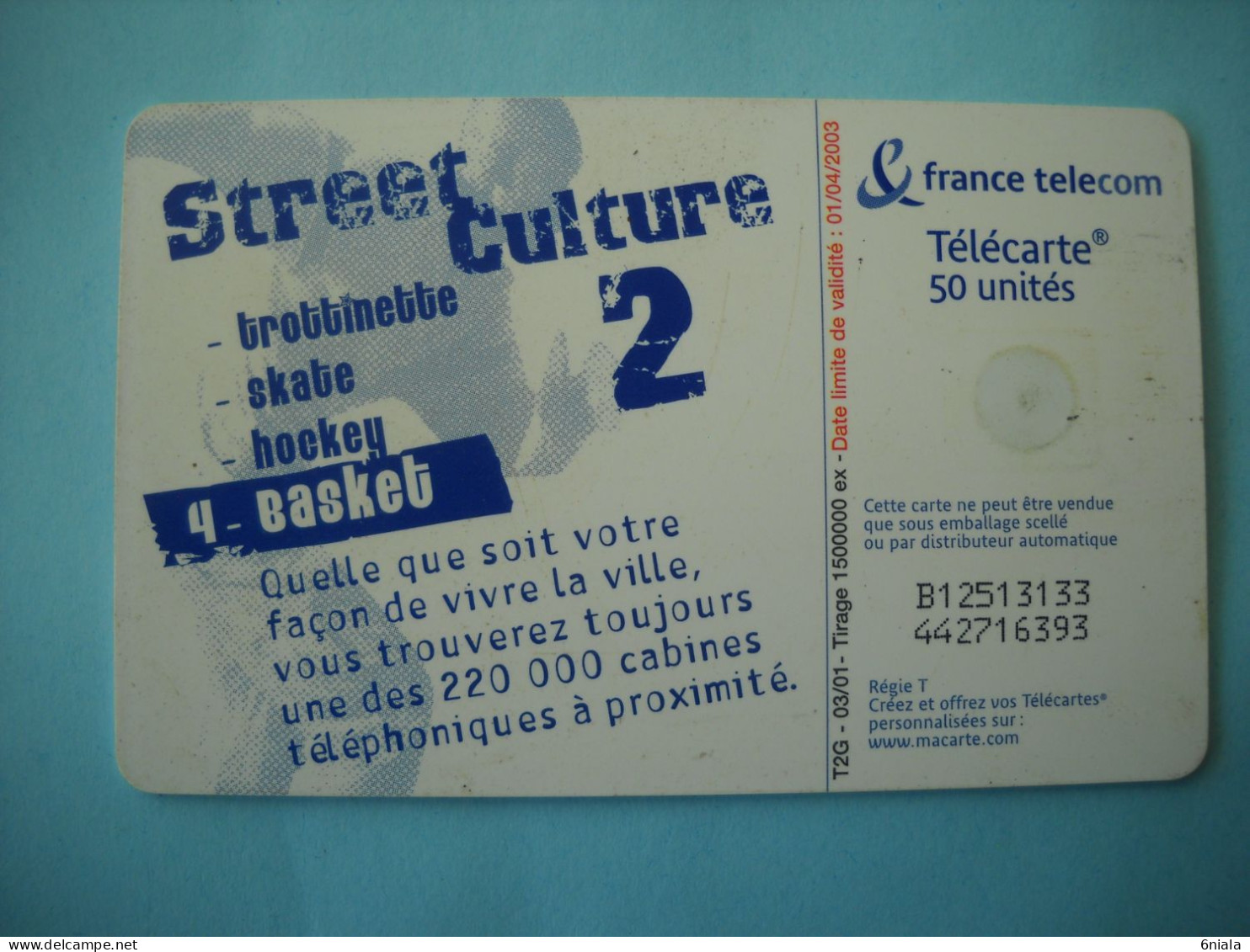 7614 Télécarte  Collection Street Culture 2 BASKET    N° 4  SPORT ( 2 Scans ) 50 U  Ballon Panier - Deportes