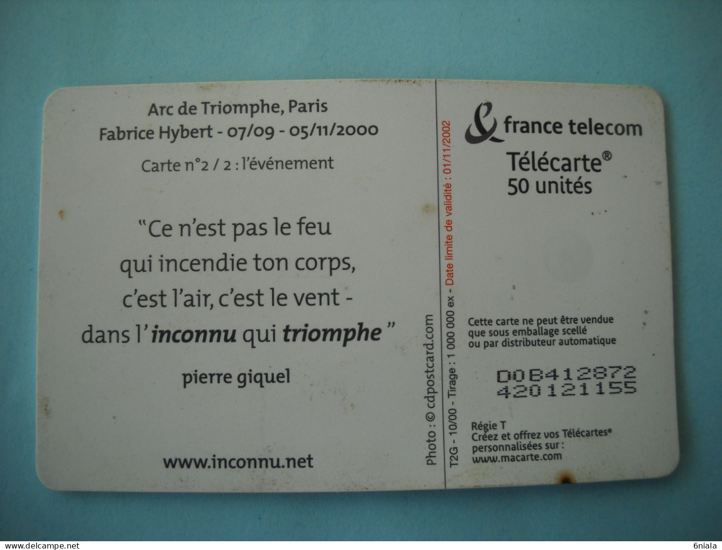 7627 Télécarte  Collection Fabrice HYBERT Arc De Triomphe Paris 2/ 2 L' événement    ( 2 Scans ) 50 U - 2000