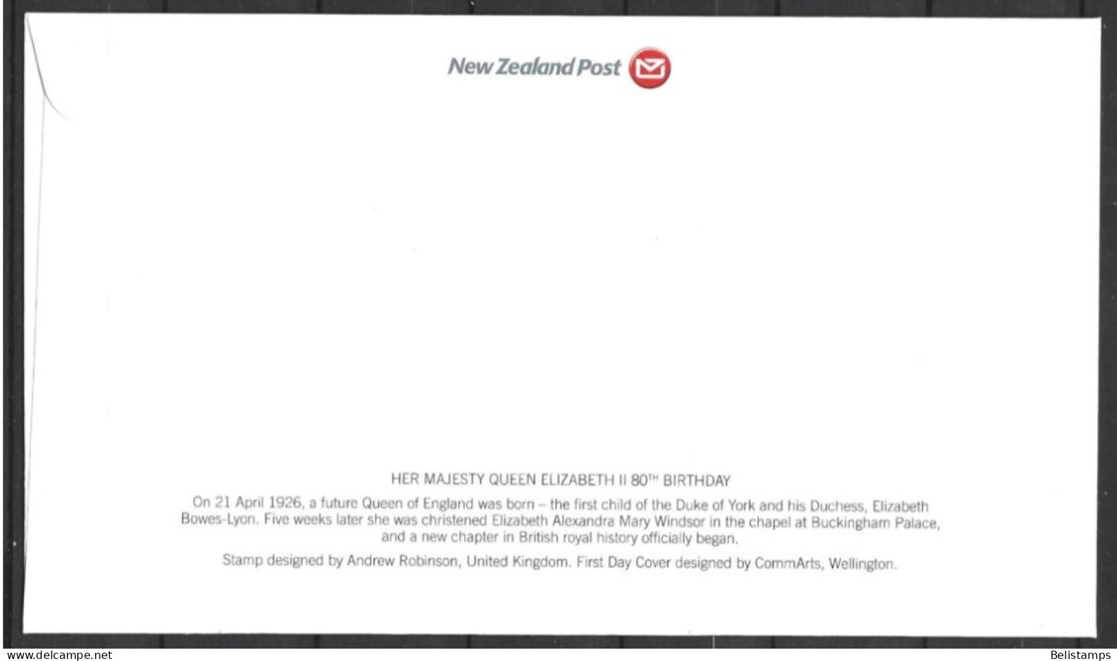 New Zealand 2006. Scott #2068a (FDC) Queen Elizabeth II, 80th Birthday  *Complete Issue* - FDC