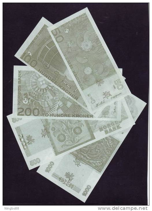 China BOC Bank (bank Of China) Training/test Banknote,Norway Norge Kroner 5 Different Note Specimen Overprint - Norvège