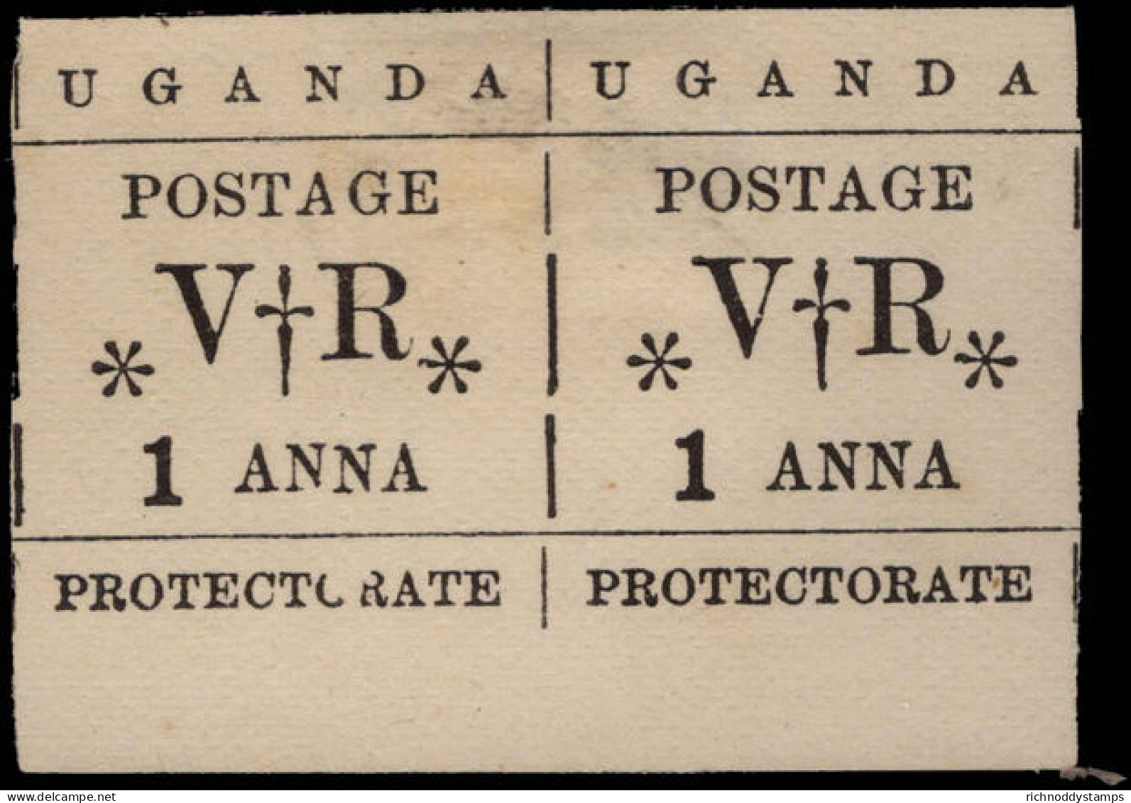 Uganda 1896 1a Black Unused Pair. - Uganda (...-1962)