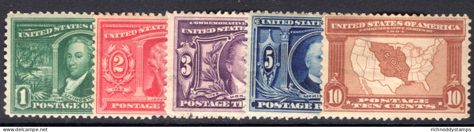 USA 1904 Louisiana Purchase Set Hinged (1c 2c & 5c Unmounted Mint). - Neufs