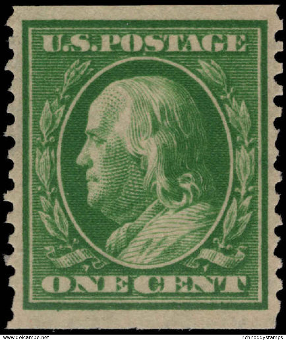 USA 1908-10 1c Green Imperf X Perf 12 Lightly Mounted Mint. - Unused Stamps