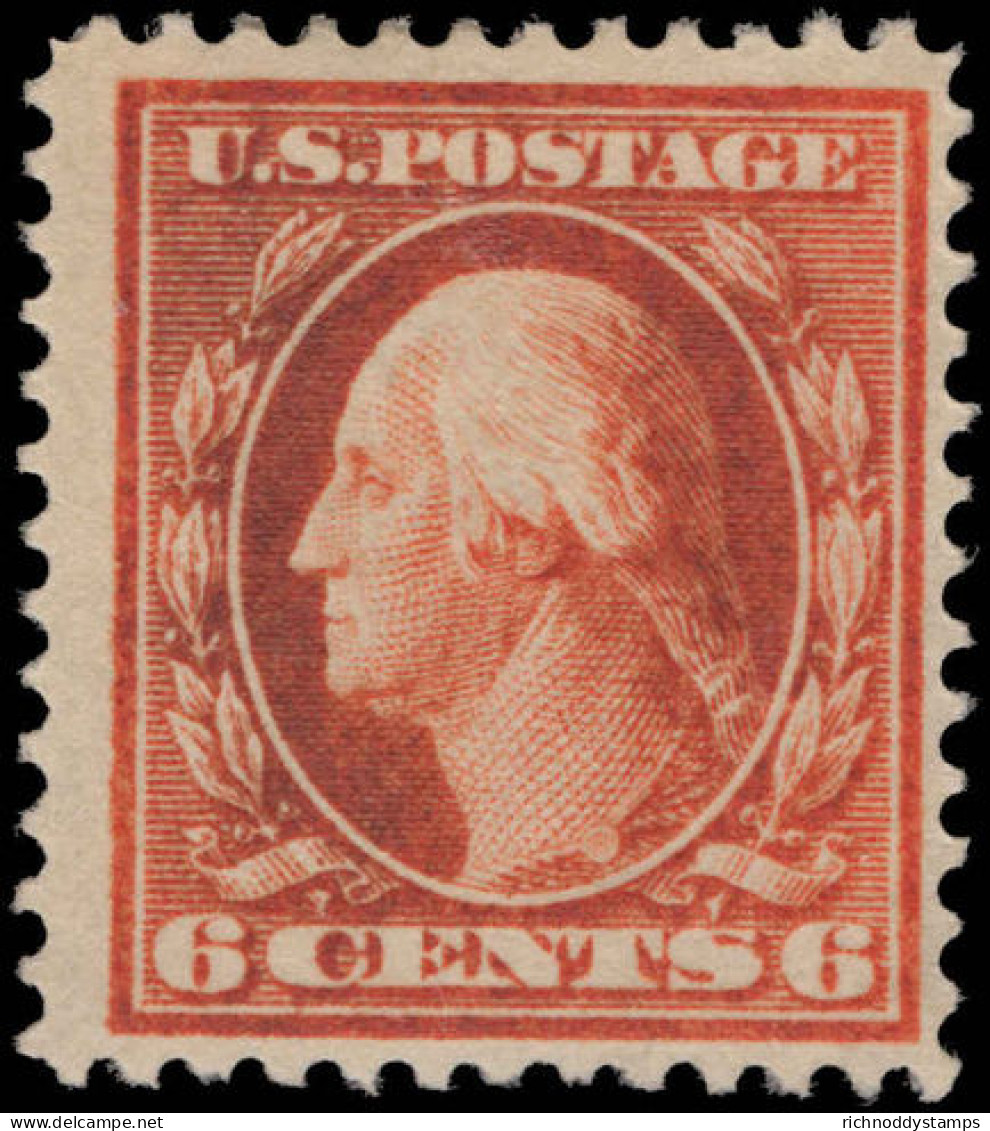 USA 1908-10 6c Orange-vermillion (oxidised Ink) Lightly Mounted Mint. - Nuevos