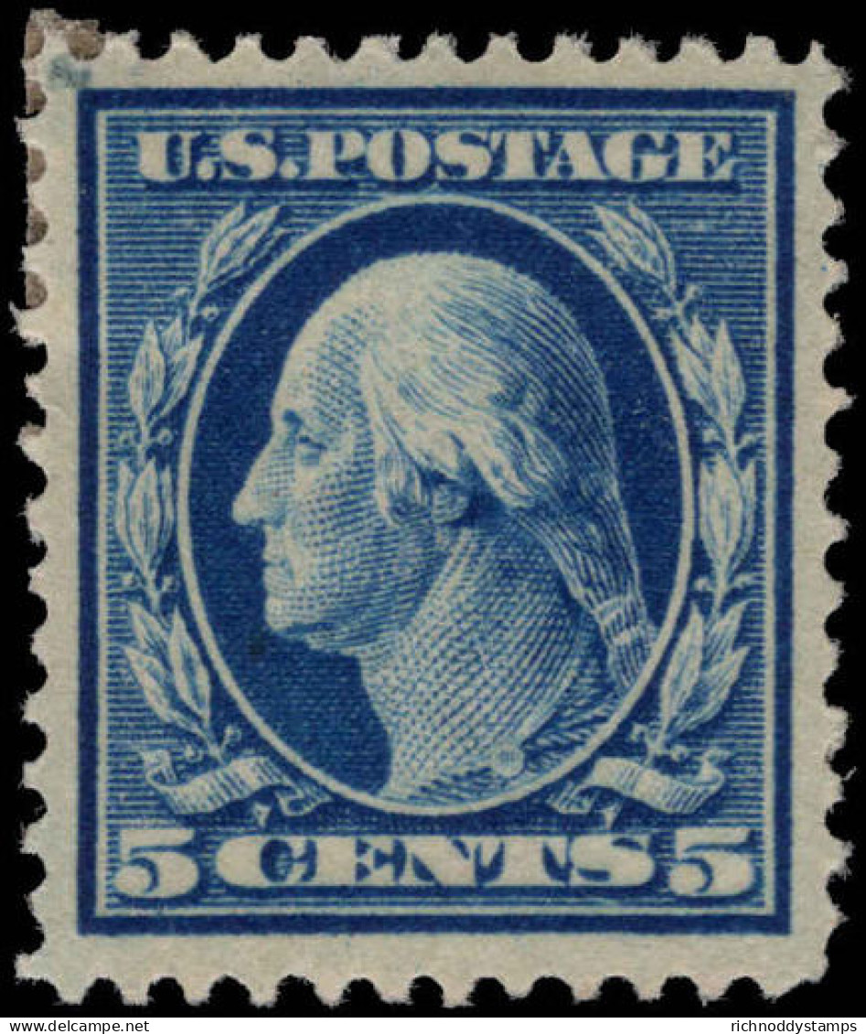 USA 1910-13 5c Prussian-blue Perf 12 Single Line Wmk Fine Lightly Mounted Mint. - Unused Stamps