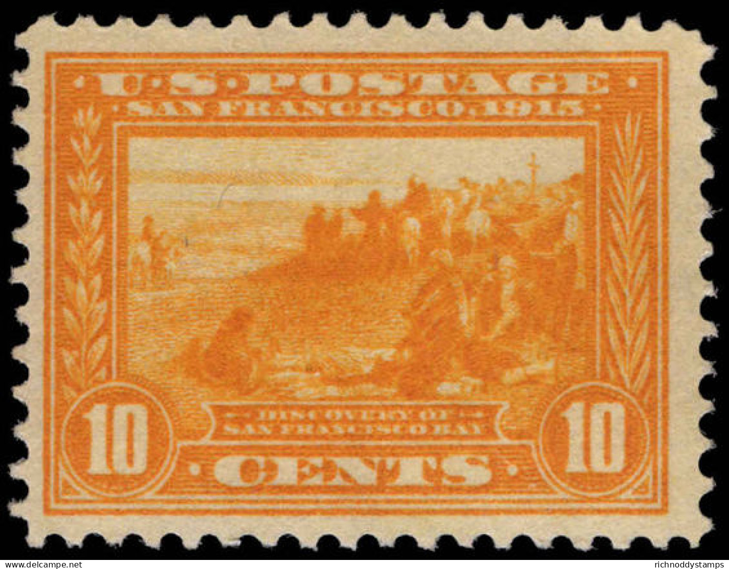 USA 1913 10c Yellow Panama-Pacific Exposition Perf 12 Lightly Mounted Mint. - Ongebruikt