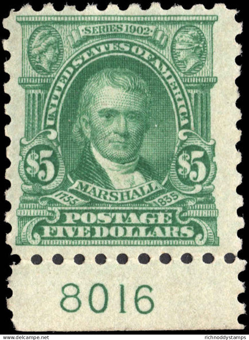 USA 1916-22 &#36;5 Marshall Perf 10 Plate Single Mounted Mint. - Nuevos