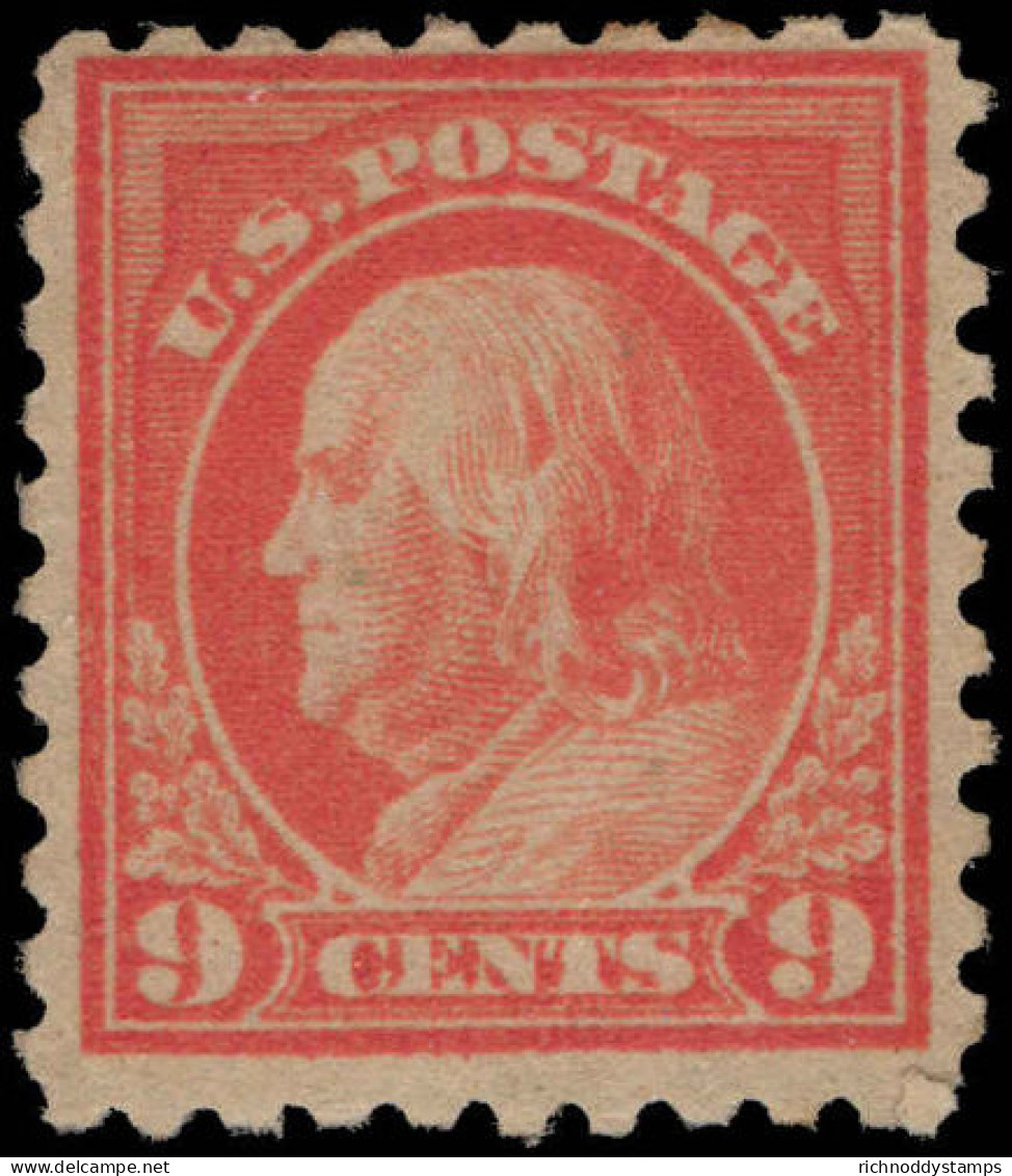 USA 1916-22 9c Salmon No Wmk Perf 10 Fine Lightly Mounted Mint (bend And Added Corner Perf). - Nuevos