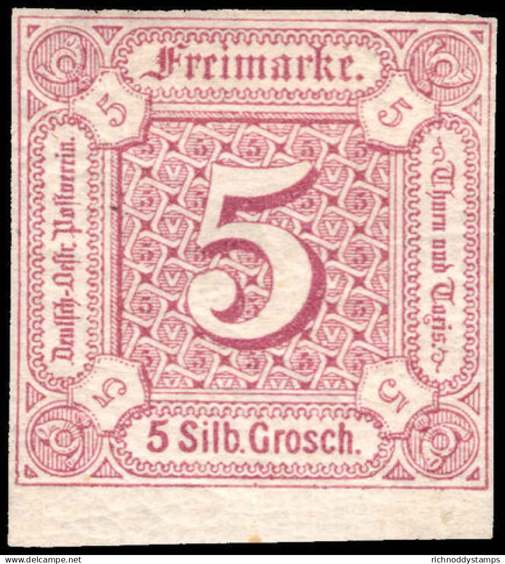 Thurn & Taxis Northern District 1859-61 15k Mauve Imperf Lightly Mounted Mint. - Ungebraucht