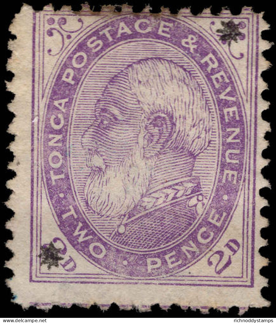 Tonga 1891 2d With Stars Unused Without Gum (stained At Top). - Tonga (...-1970)