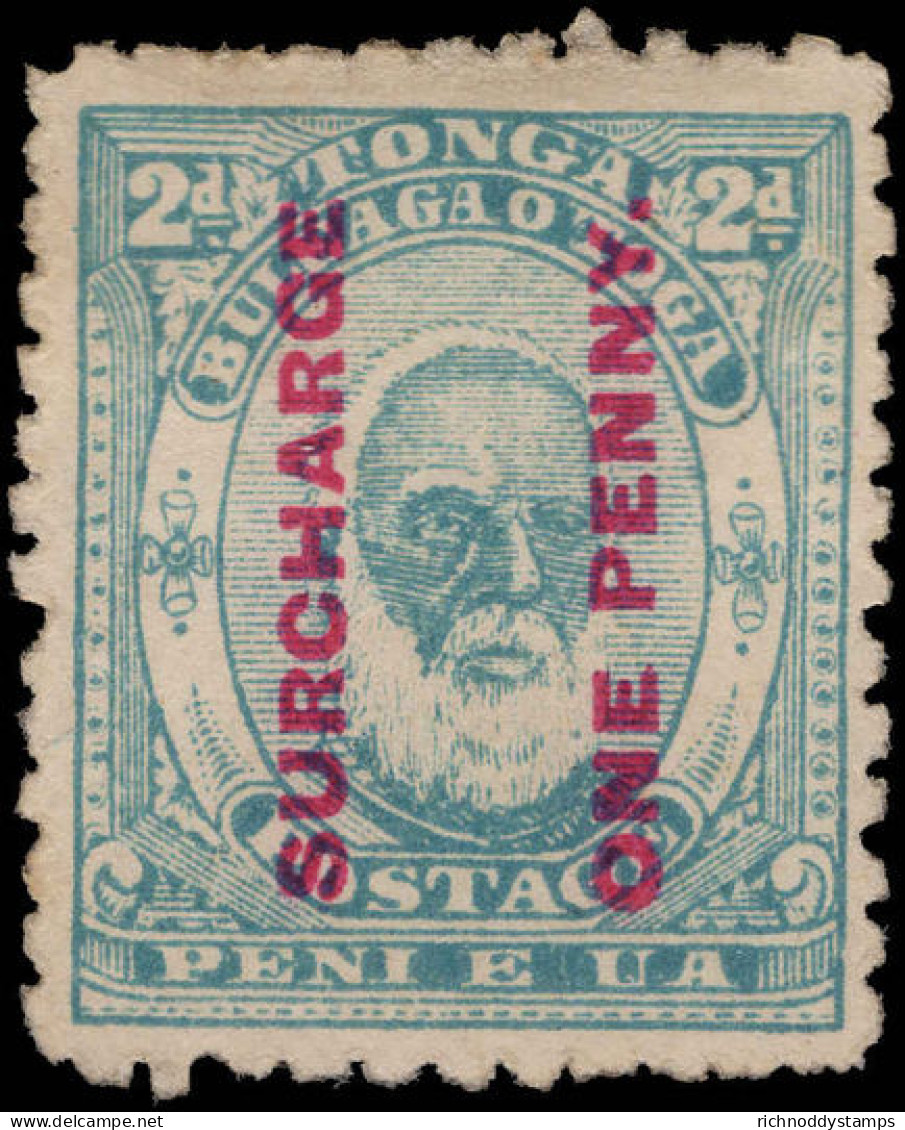 Tonga 1895 1d On 2d Pale Blue Unused Without Gum. - Tonga (...-1970)