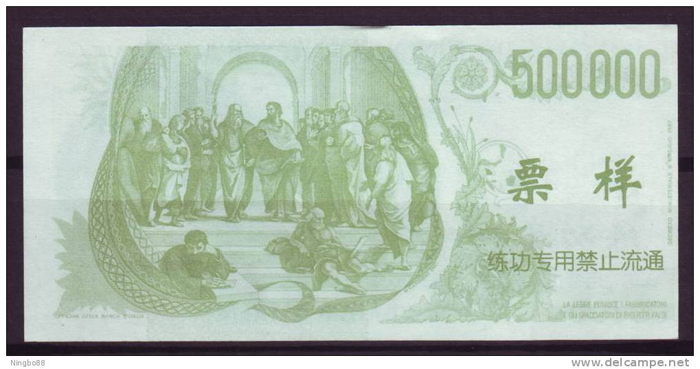 China BOC (bank Of China) Training/test Banknote,ITALY ITALIA 500000 Lire Note Specimen Overprint - [ 8] Ficticios & Especimenes