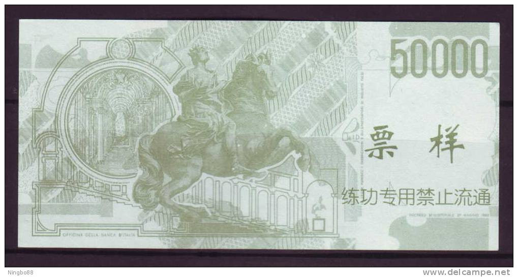 China BOC (bank Of China) Training/test Banknote,ITALY ITALIA 50000 Lire Note Specimen Overprint - [ 8] Fictifs & Specimens