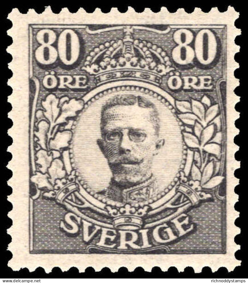 Sweden 1910-19 80&oslash; Black Varnamo Very Fine And Clean Lightly Mounted Mint With Nielsen Certificate. - Unused Stamps