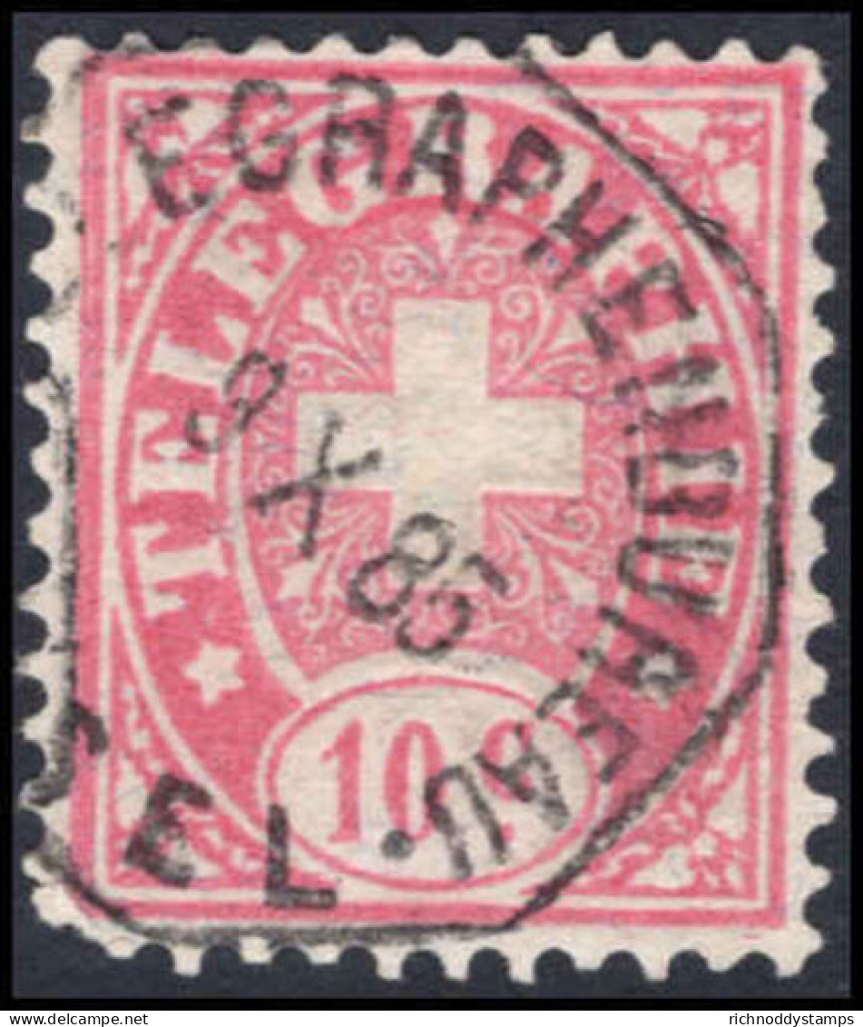 Switzerland 1881 10c Red And Rose Telegraph Fine Used. - Télégraphe