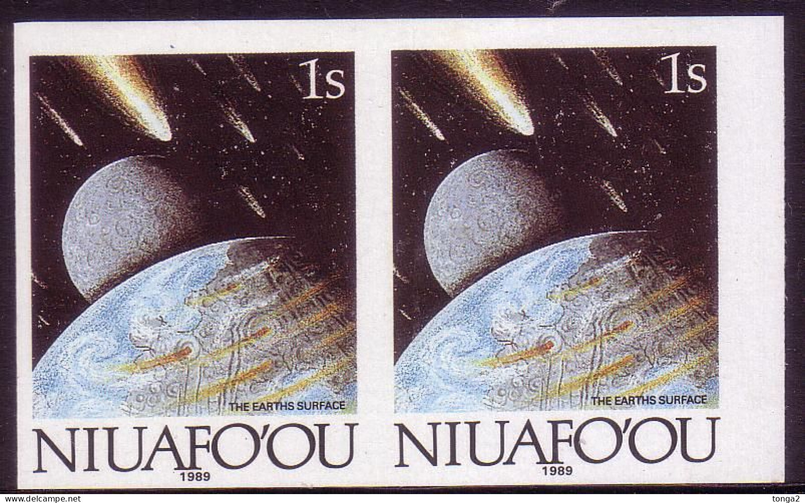 Tonga Niuafo'ou 1989 Comet - Space -  Imperf Plate Proof Pair - From Evolution Of Earth Set - Océanie