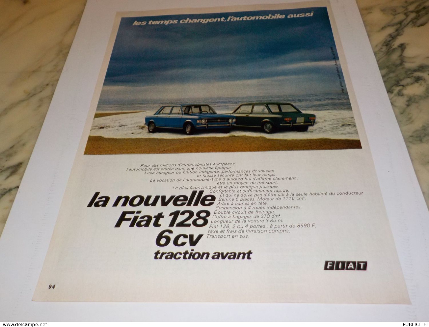 ANCIENNE PUBLICITE  FIAT 126 TRACTION AVANT  1970 - Voitures